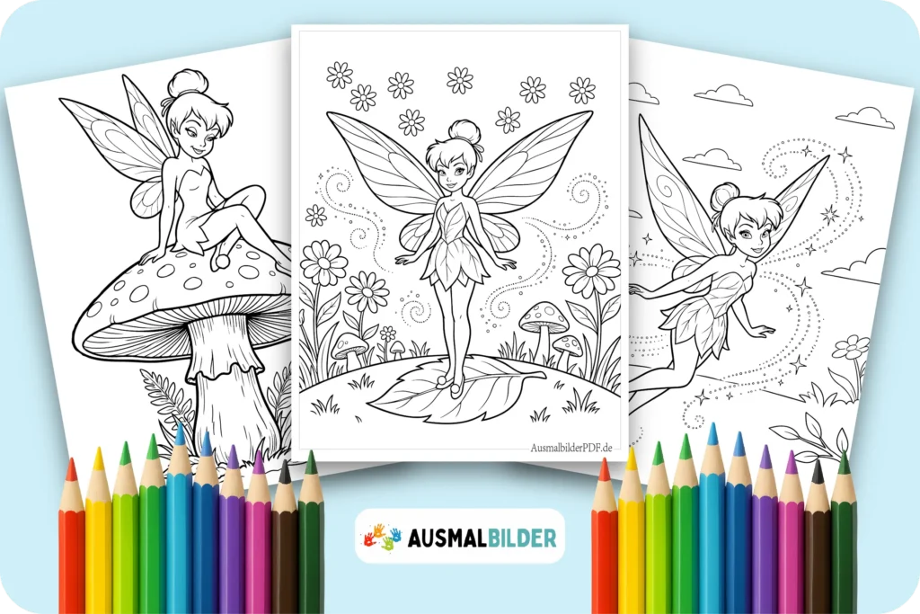 Zauberhafte Tinkerbell Ausmalbilder aus Peter Pan für kleine Feen Fans