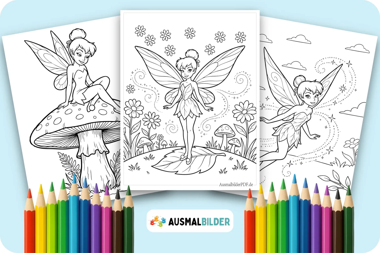 Zauberhafte Tinkerbell Ausmalbilder aus Peter Pan für kleine Feen Fans