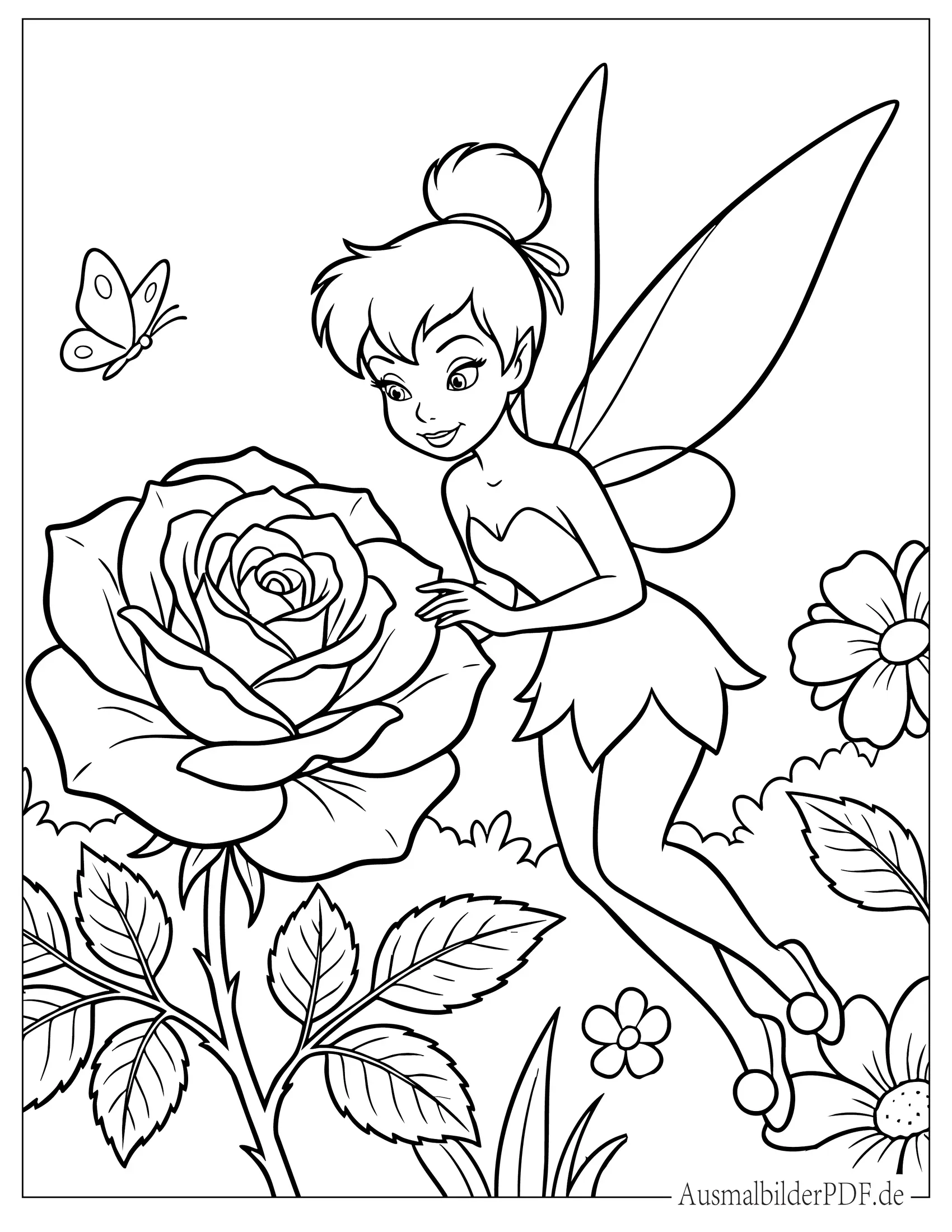 Tinkerbell schaut Rose an zum Ausmalen