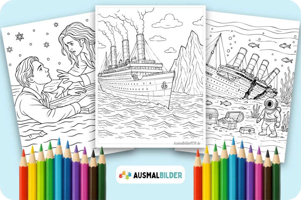 Titanic Ausmalbilder kostenlose zum Ausdrucken für Kinder und Erwachsene