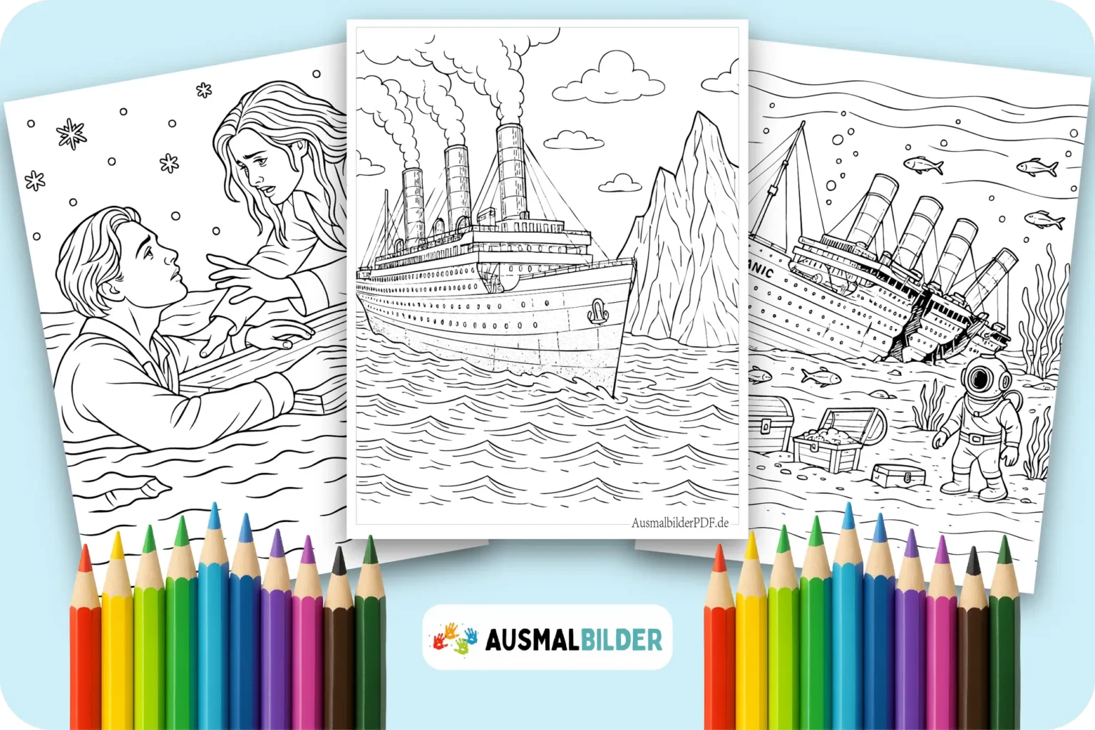 Titanic Ausmalbilder kostenlose zum Ausdrucken für Kinder und Erwachsene