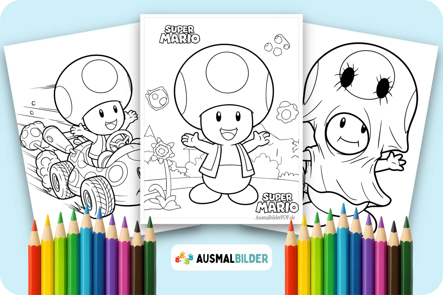 Fröhliche Super Mario Toad Ausmalbilder für kleine Pilzkönigreich Fans