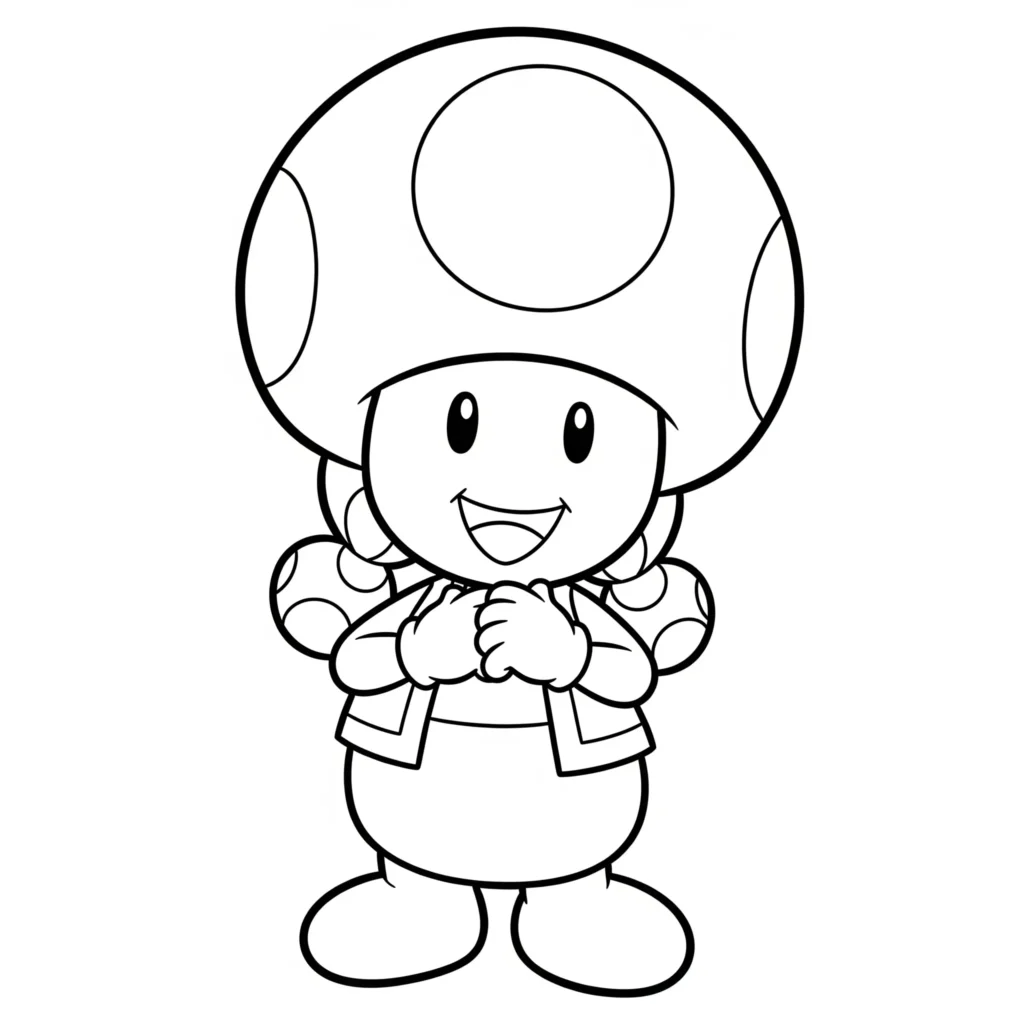 Toad Ausmalbilder (Gratis Super Mario Malvorlage drucken) Toadette Ausmalbild speziell für Kinder zum einfachen Ausdrucken und Ausmalen