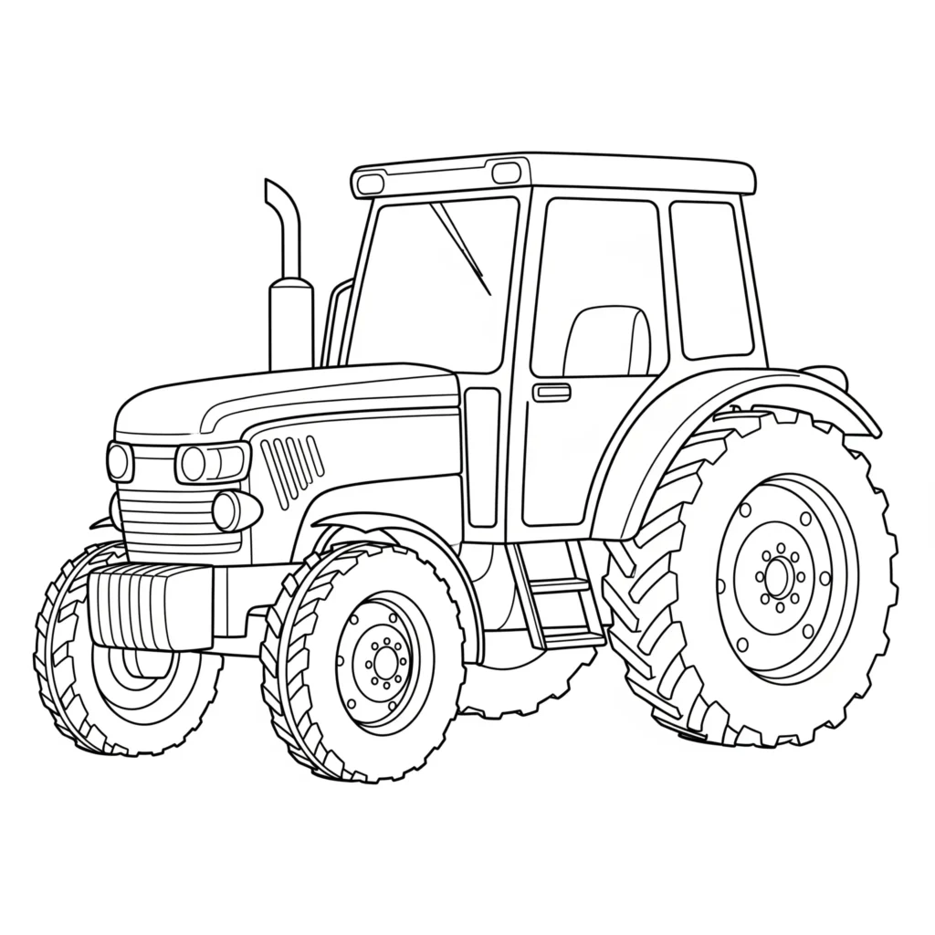 Dieses Traktor Ausmalbild als PDF kann kostenlos ausgedruckt werden und bietet Kindern eine einfache Vorlage zum Ausmalen.