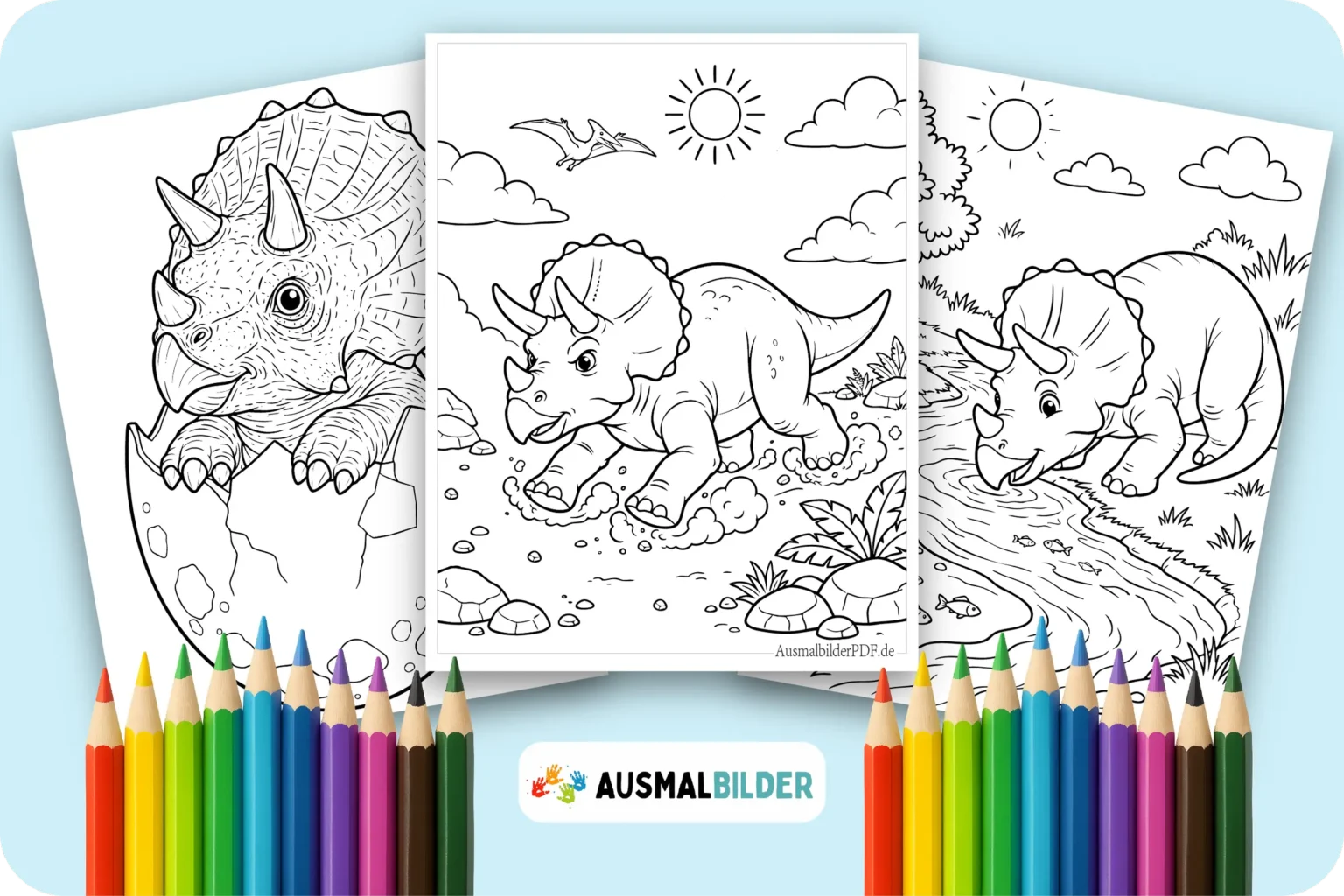 Triceratops Ausmalbilder kostenlose zum Ausdrucken für Kinder und Erwachsene