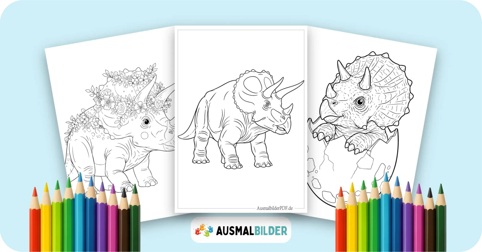 Triceratops Ausmalbilder kostenlose Malvorlagen zum Ausdrucken für Kinder und Erwachsene