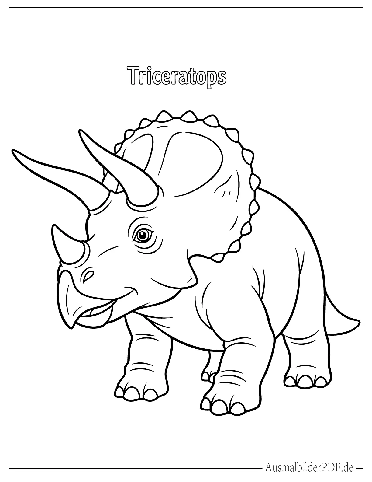 Voll ausgewachsener Triceratops mit Hörnern zum Ausmalen