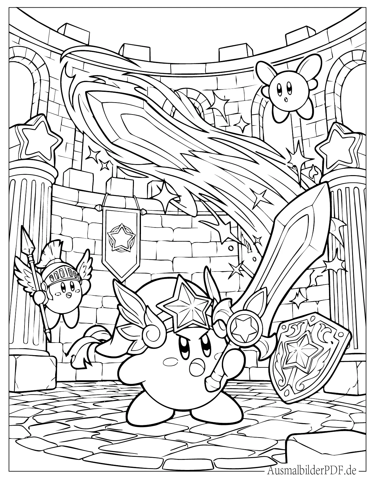 Ultra Schwert Kirby Ausmalvorlage