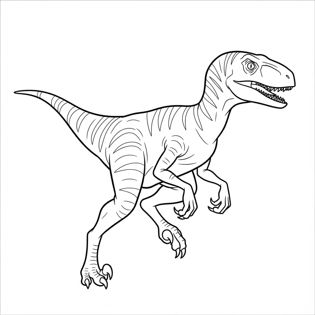 Velociraptor Ausmalbilder (Gratis Dino Malvorlage drucken) velociraptor ausmalbilder zum ausdrucken als realistische zeichnung eines dinosauriers mit feinen details für große und kleine fans