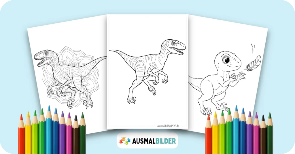 Velociraptor Ausmalbilder kostenlose Malvorlagen zum Ausdrucken für Kinder und Erwachsene