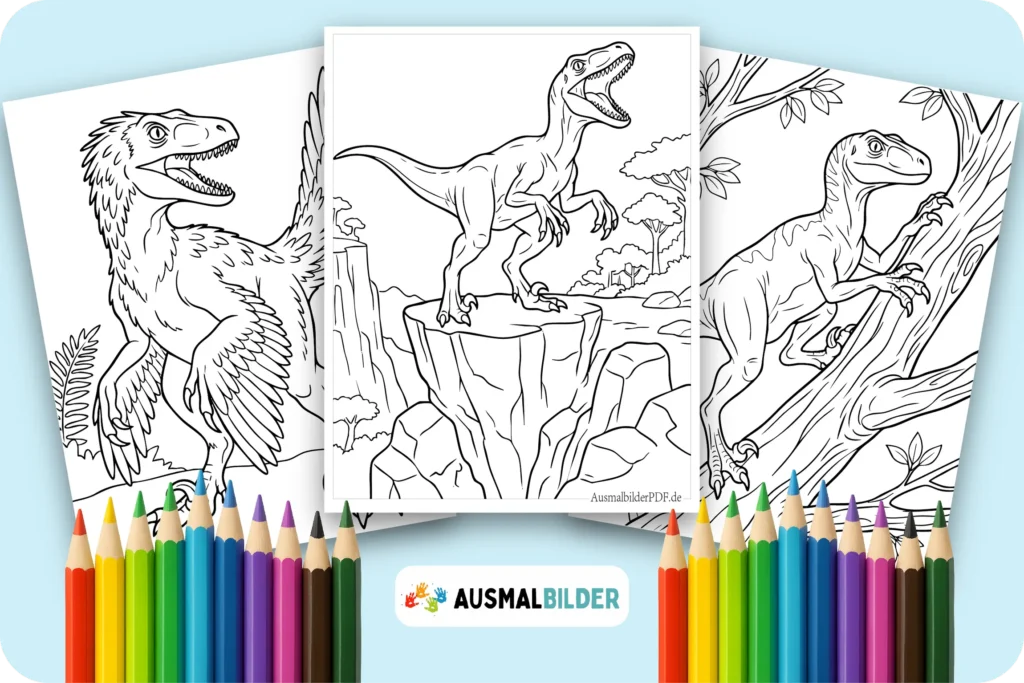 Velociraptor Ausmalbilder kostenlose zum Ausdrucken für Kinder und Erwachsene