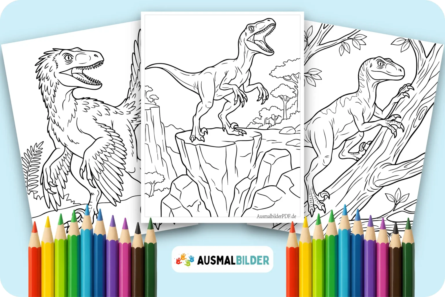 Velociraptor Ausmalbilder kostenlose zum Ausdrucken für Kinder und Erwachsene