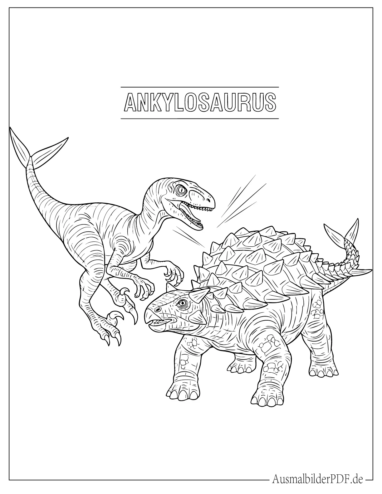 18 Velociraptor Ausmalbilder (Gratis Malvorlage zum Drucken) Velociraptor mit Ankylosaurus Malvorlage
