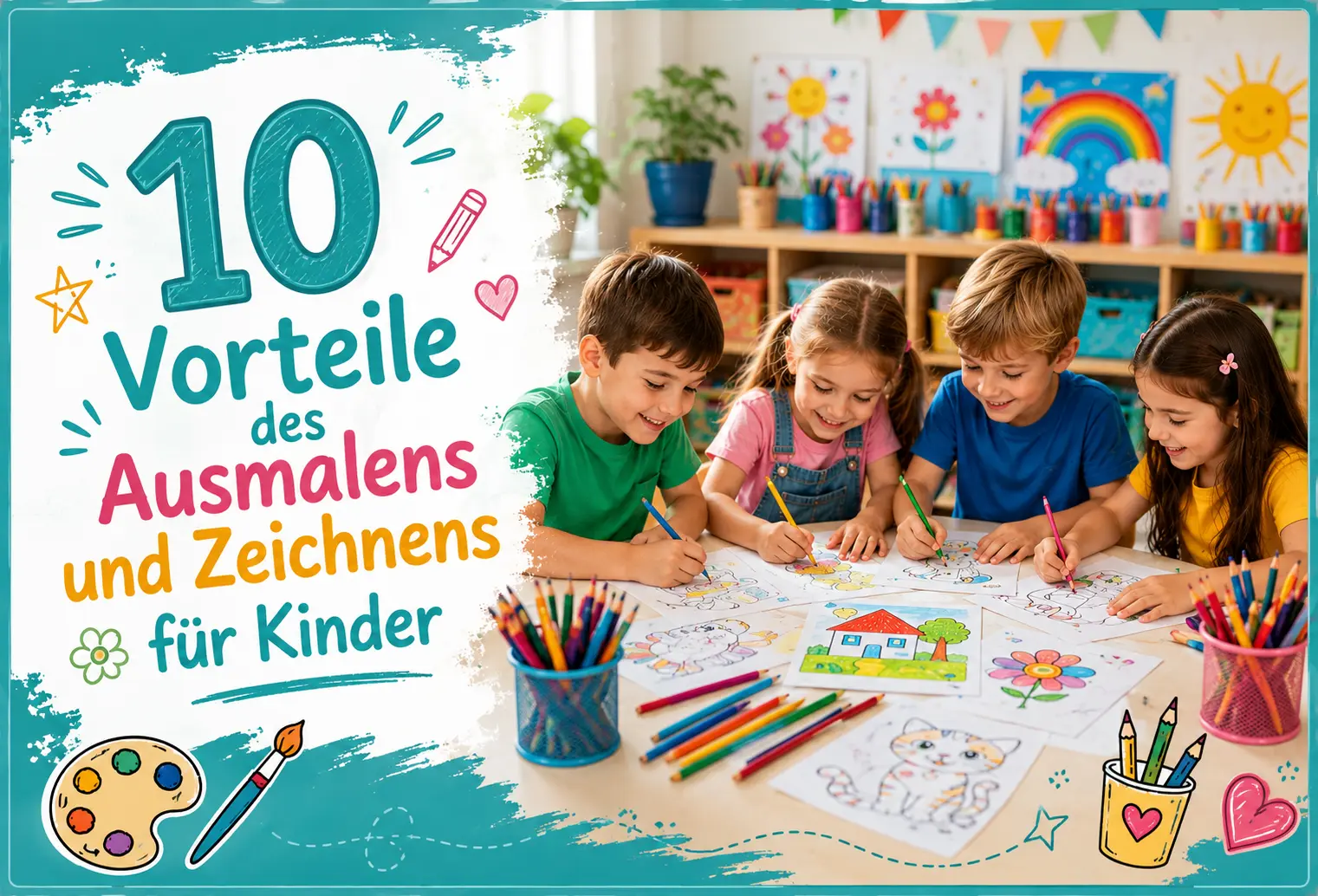 Vorteile des Ausmalens und Zeichnens für Kinder beim kreativen Lernen und Spielen.