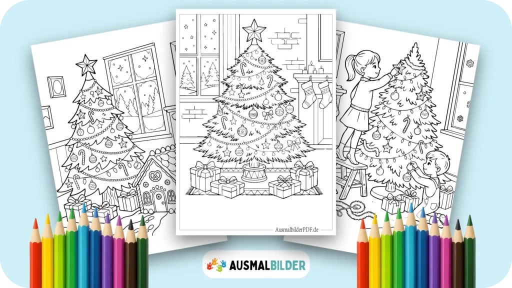 Weihnachtsbaum Ausmalbilder kostenlose Vorlagen zum Ausdrucken für Kinder jeden Alters