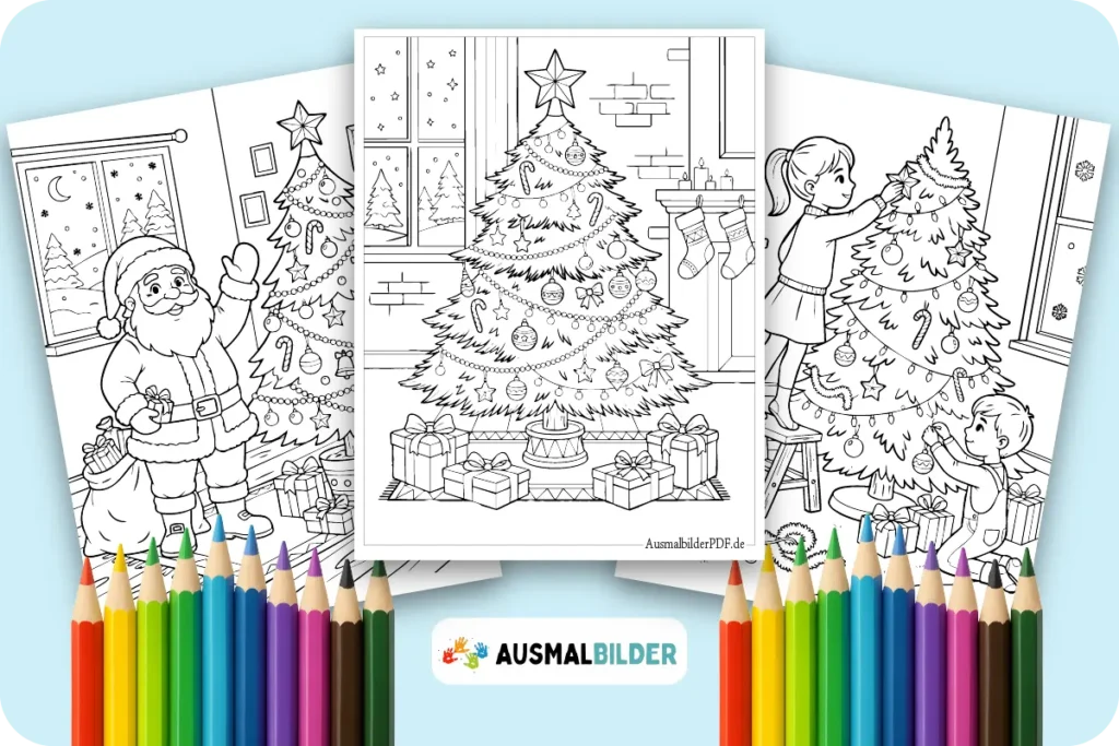 Weihnachtsbaum Ausmalbilder kostenlose Vorlagen zum Ausdrucken für Kinder jeden Alters