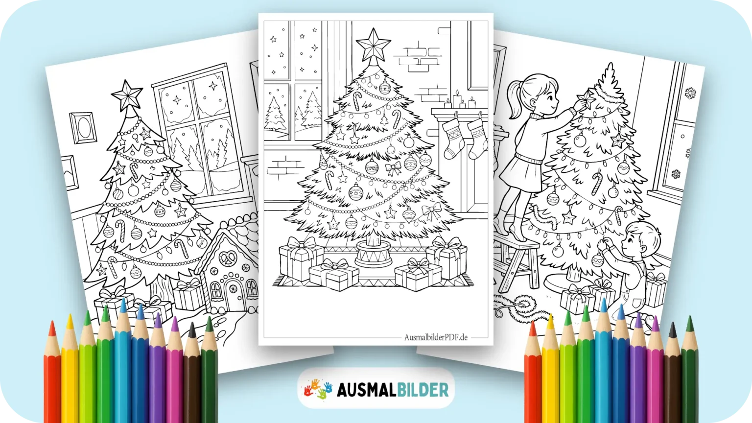 Weihnachtsbaum Ausmalbilder kostenlose Vorlagen zum Ausdrucken für Kinder jeden Alters