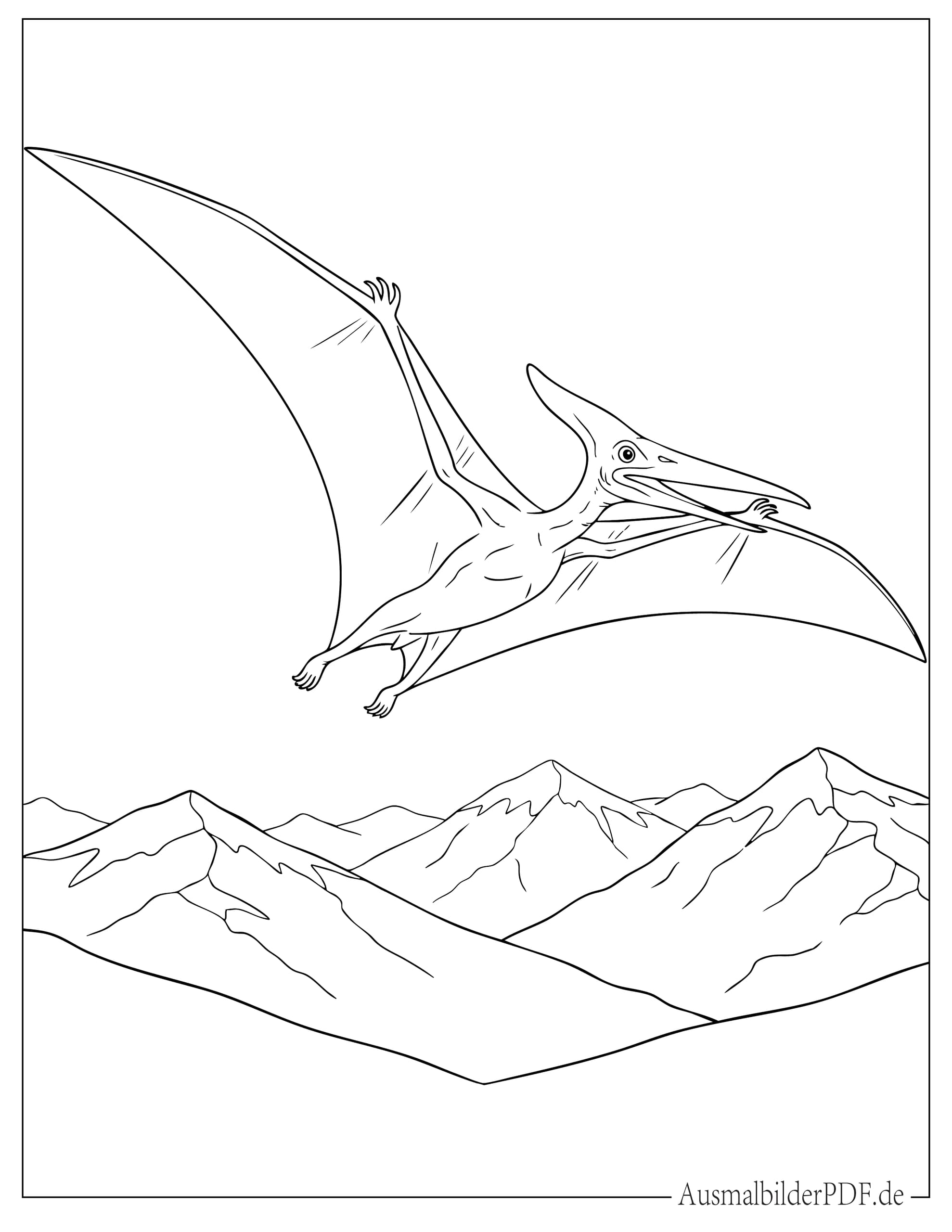 Winter Pteranodon fliegt über verschneite Berge Malvorlage