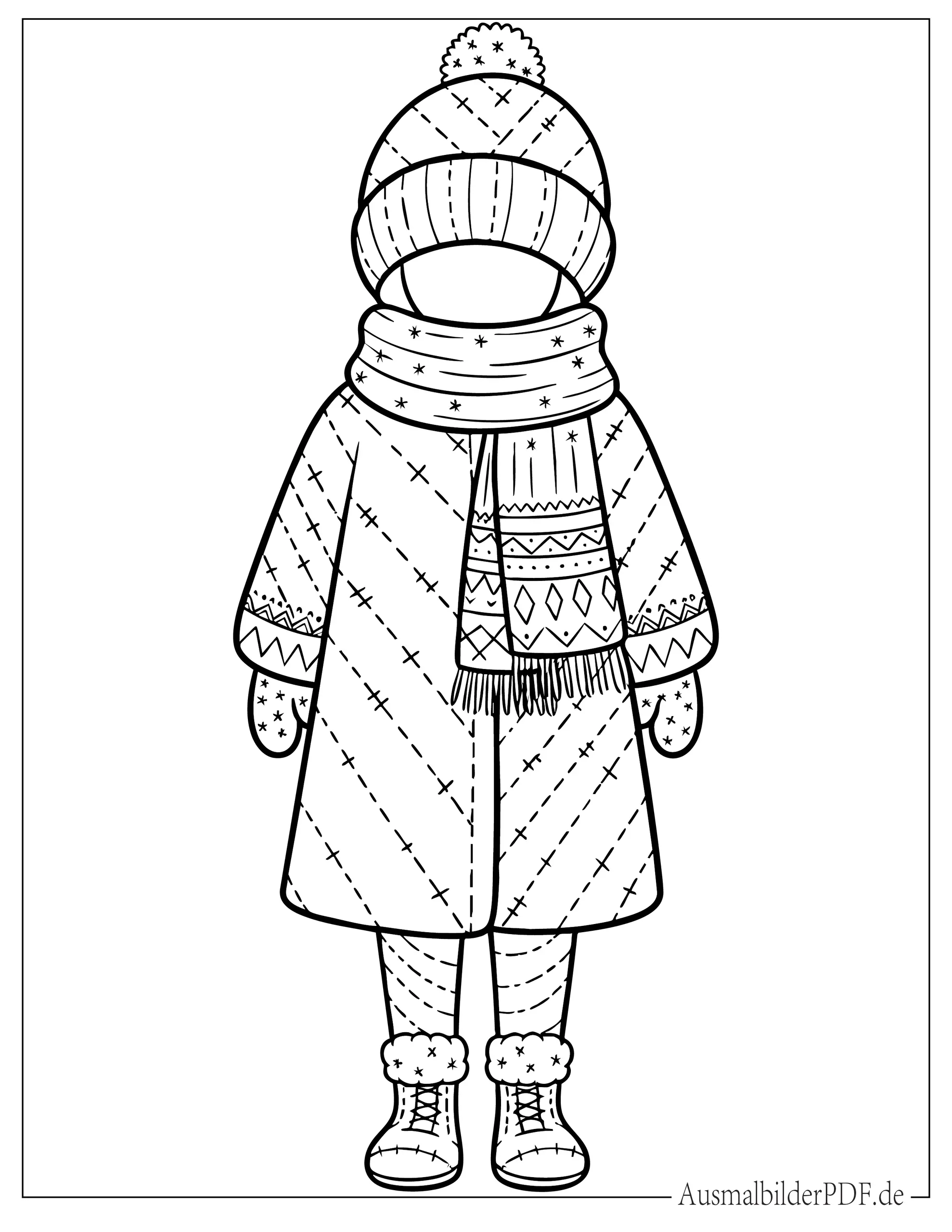 Winterkleid für Kinder Ausmalbild