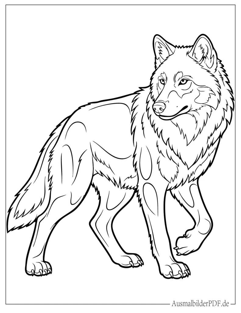 Dieses Wolf Ausmalbild ist eine kostenlose Malvorlage für Kinder. Einfach herunterladen, ausdrucken und kreativ ausmalen!