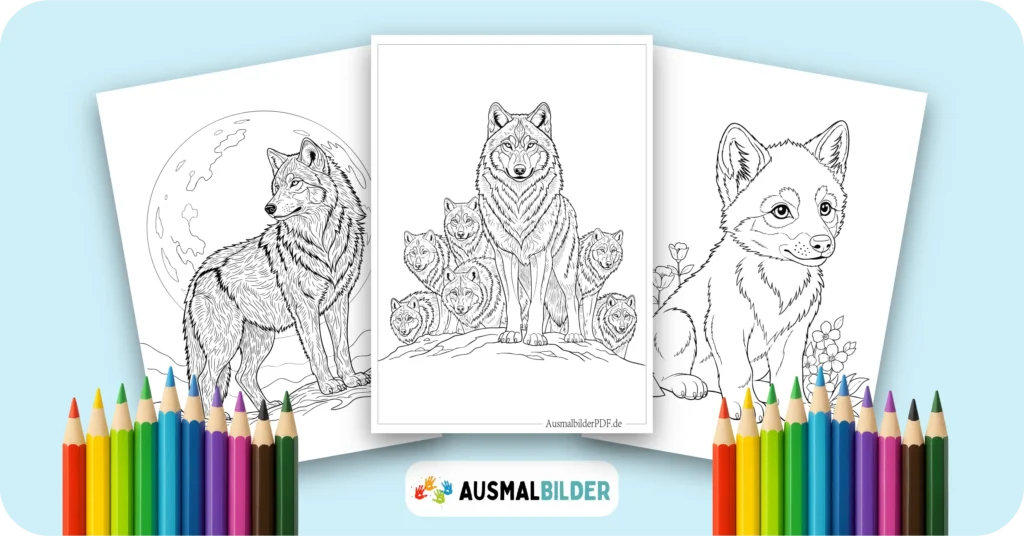 Wolf Ausmalbilder kostenlose Malvorlagen zum Ausdrucken für Kinder und Erwachsene