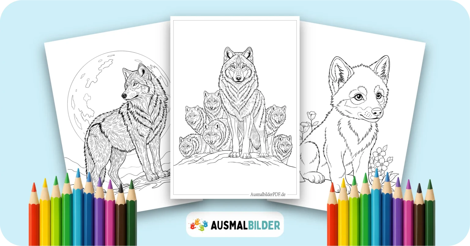 Wolf Ausmalbilder kostenlose Malvorlagen zum Ausdrucken für Kinder und Erwachsene