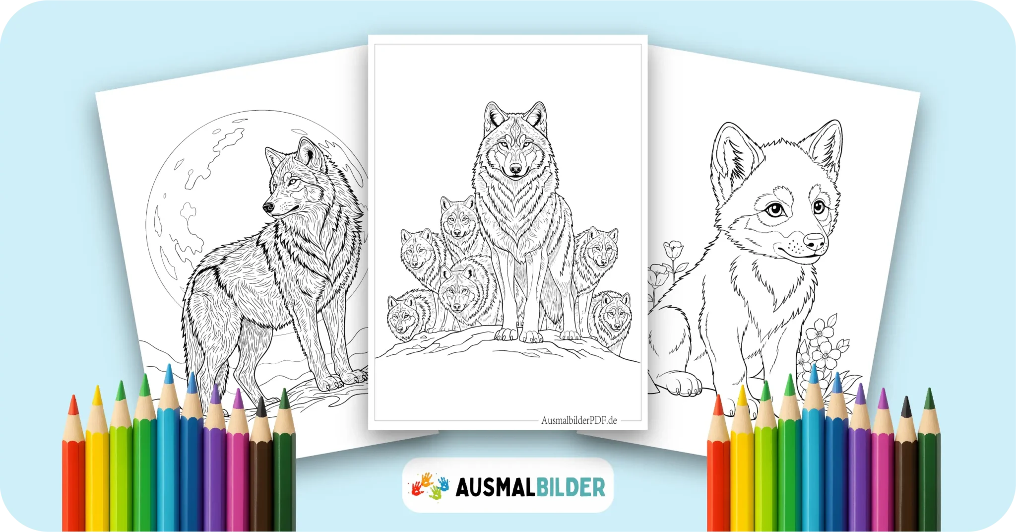 Wolf Ausmalbilder kostenlose Malvorlagen zum Ausdrucken für Kinder und Erwachsene
