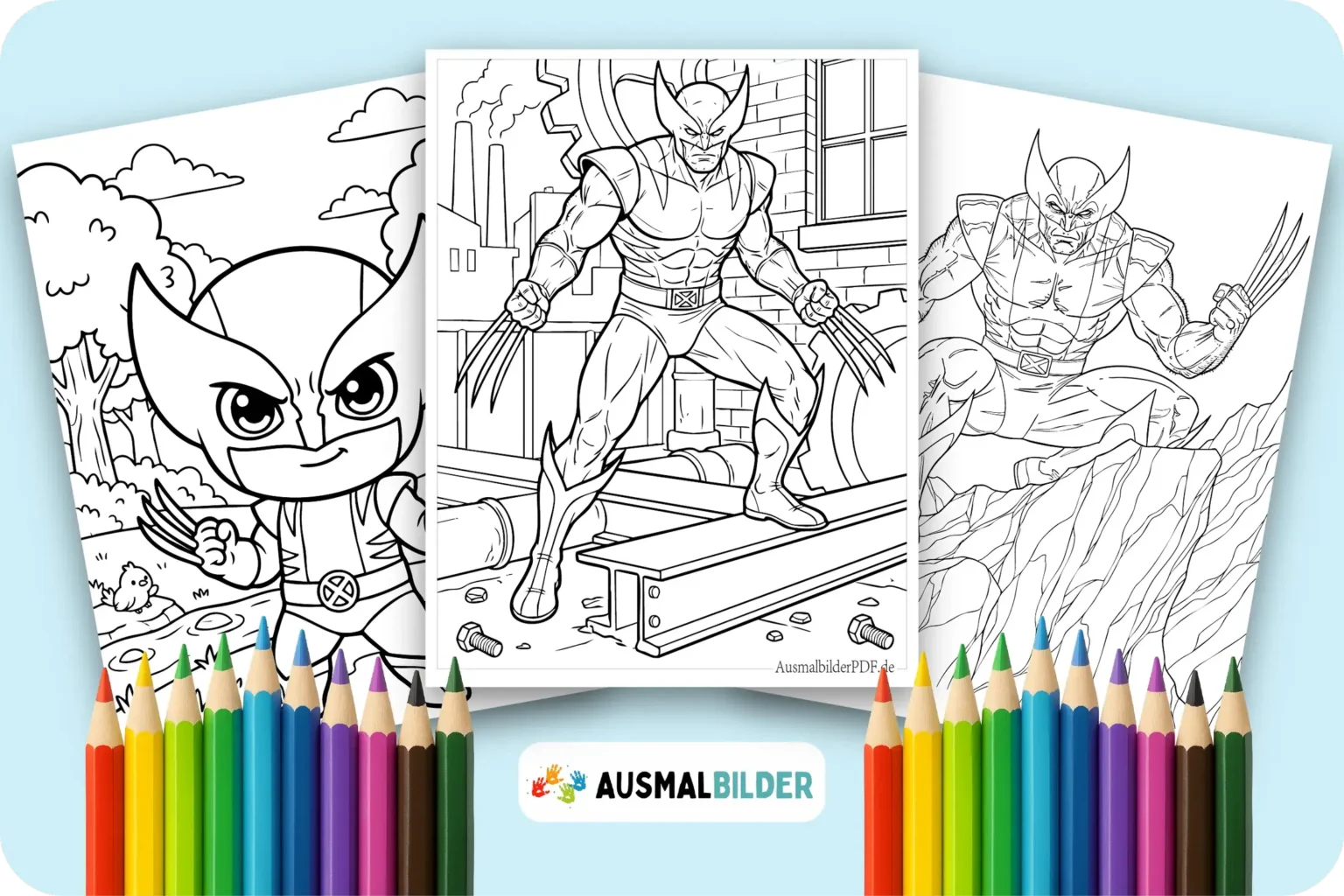 Wolverine Ausmalbilder kostenlose zum Ausdrucken für Kinder und Erwachsene