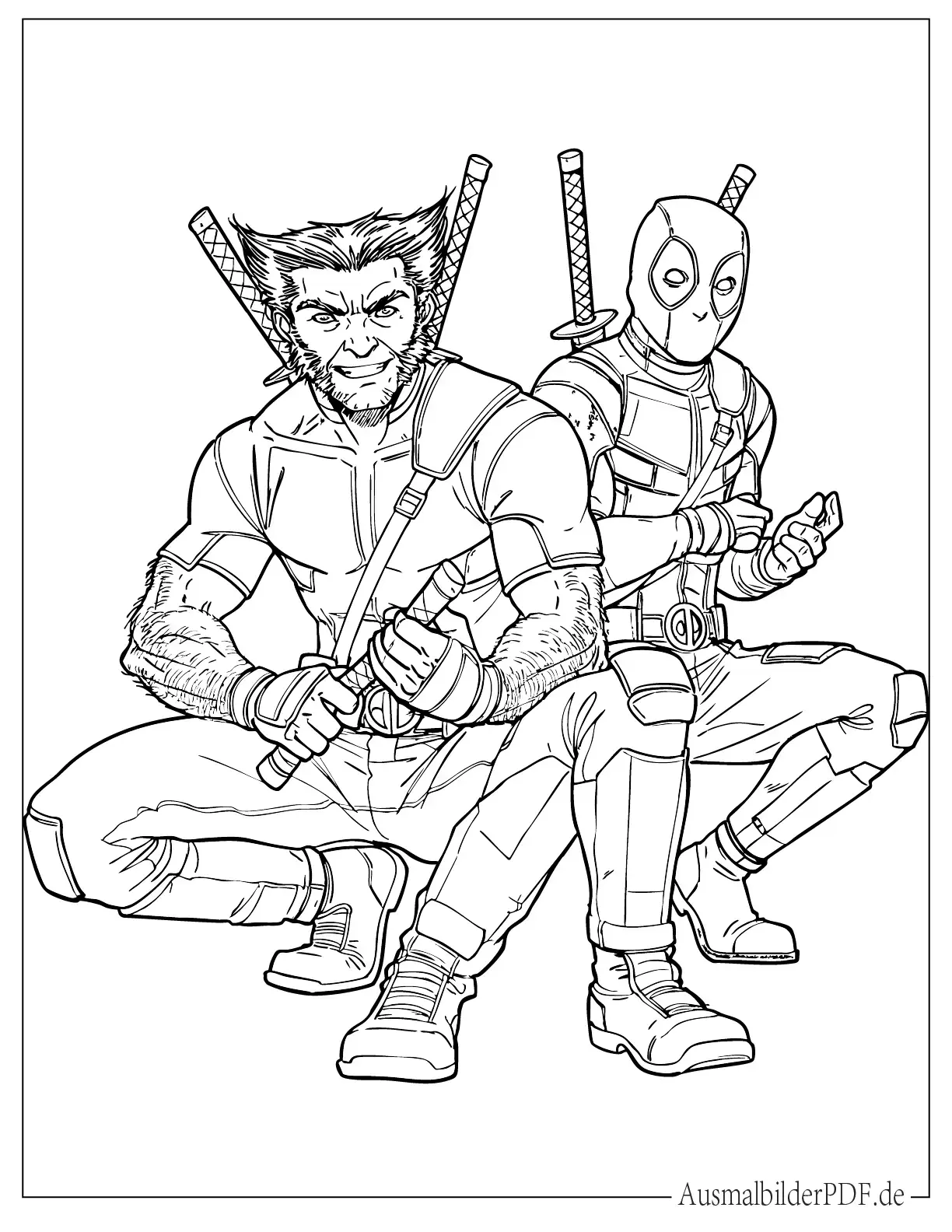 18 Deadpool Ausmalbilder (Gratis Malvorlagen zum drucken) Wolverine und Deadpool Malvorlage