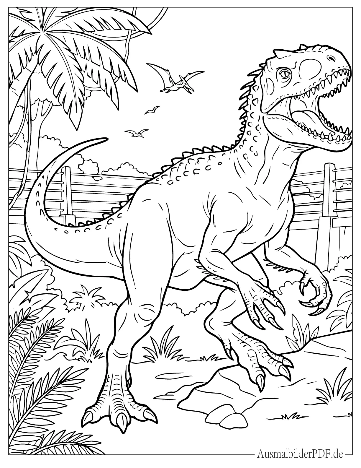 Wütender Jurassic Park Indominus Rex zum Ausmalen