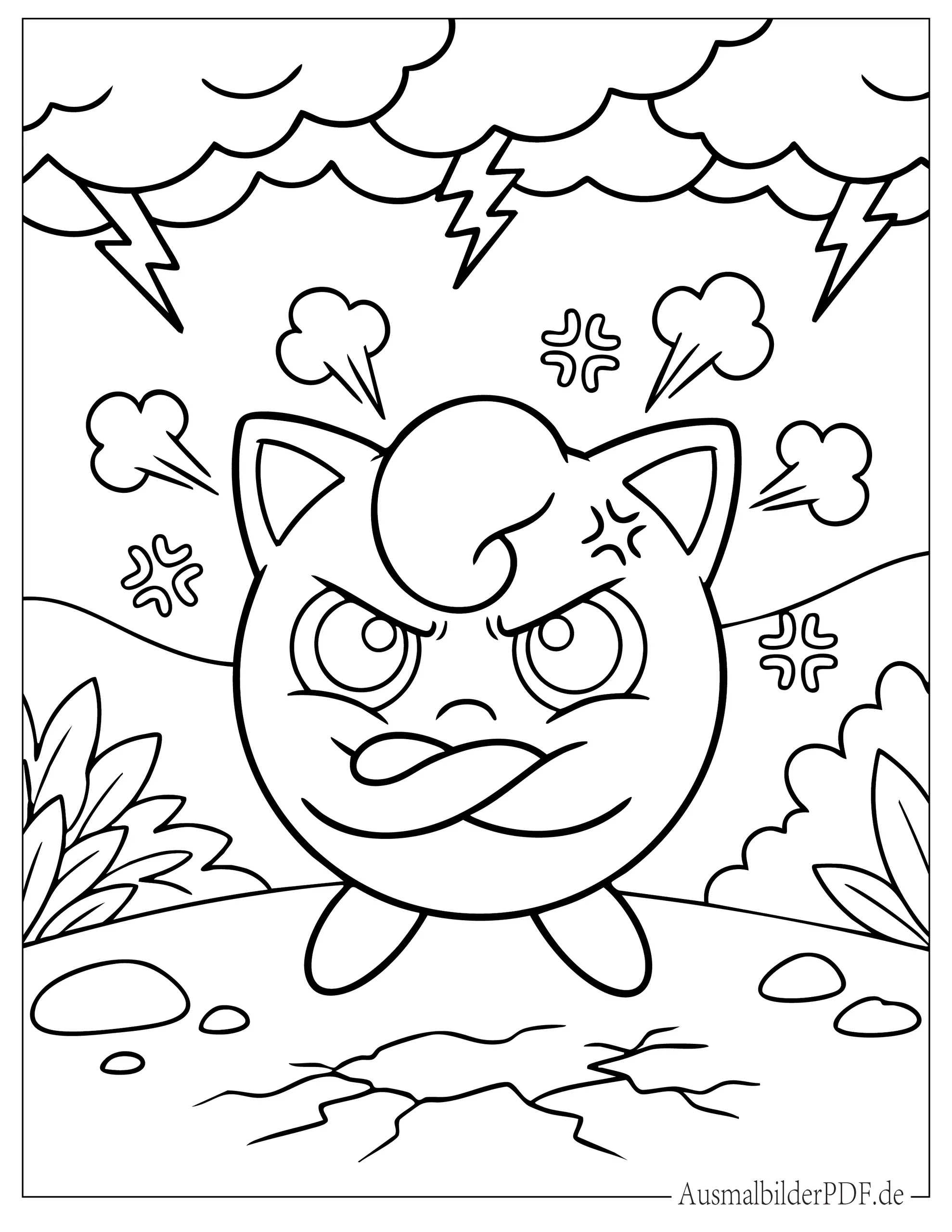 Wütendes Pokemon Pummeluff Ausdruckbare Malvorlage