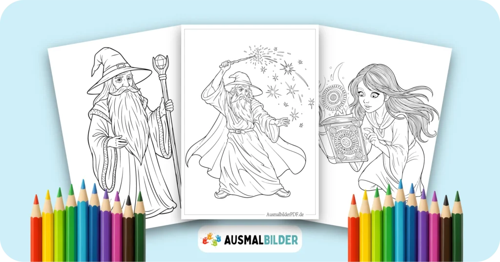 Zauberer Ausmalbilder kostenlose Malvorlagen zum Ausdrucken für Kinder und Erwachsene