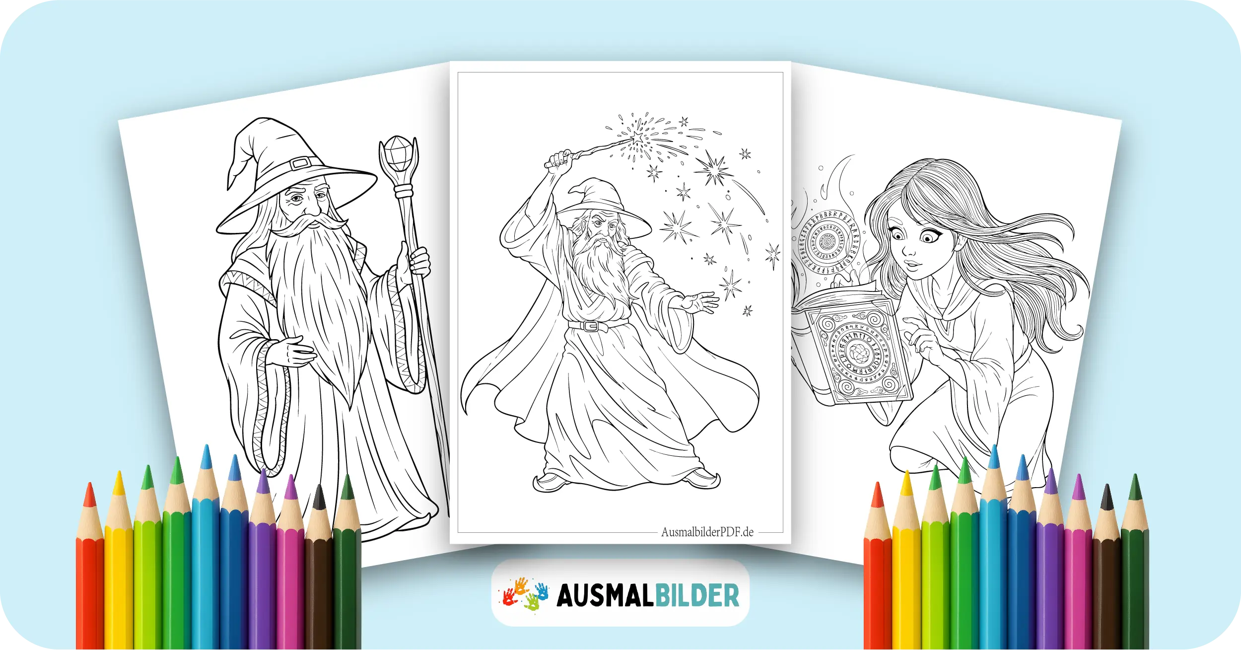 Zauberer Ausmalbilder kostenlose Malvorlagen zum Ausdrucken für Kinder und Erwachsene