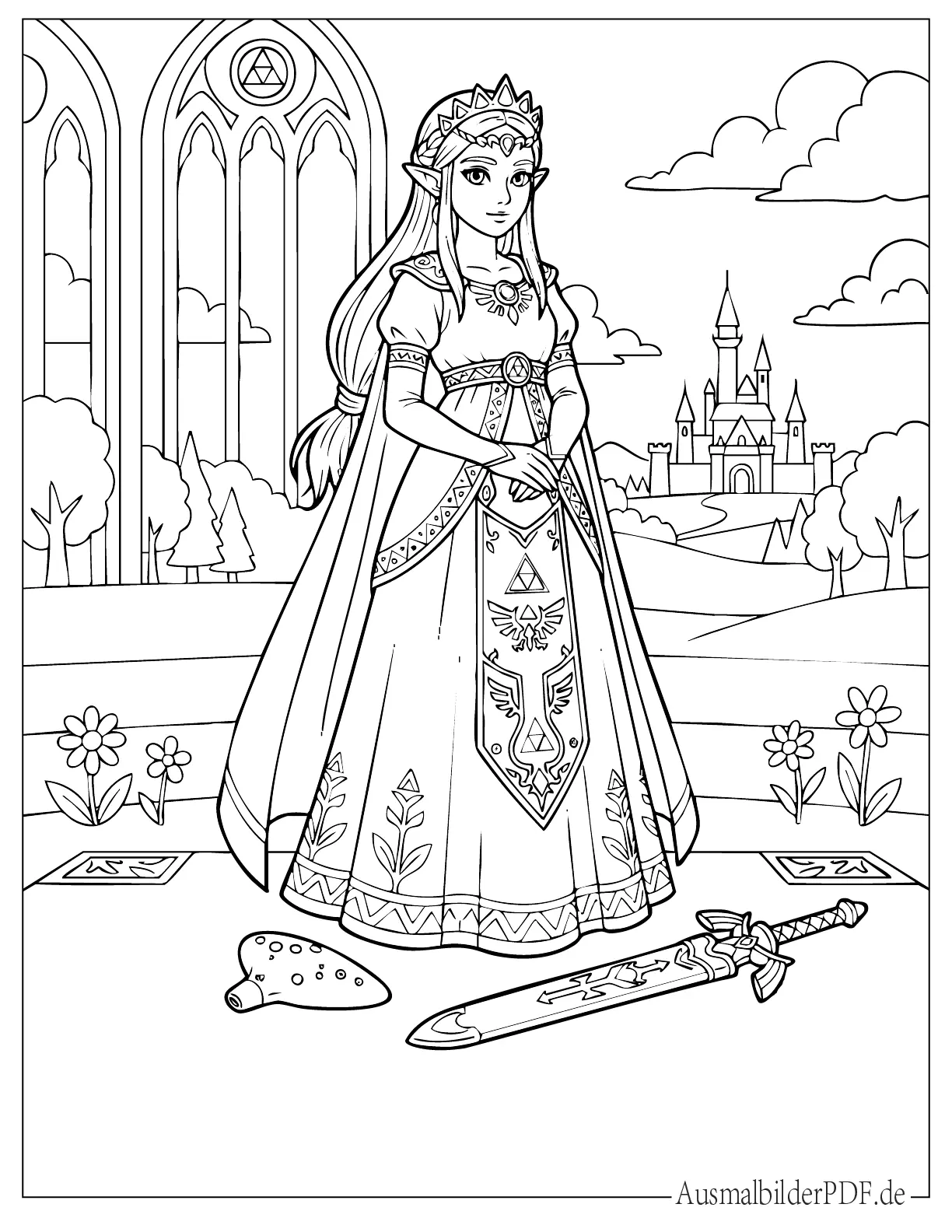 Schöne Prinzessin Zelda Ausmalbild