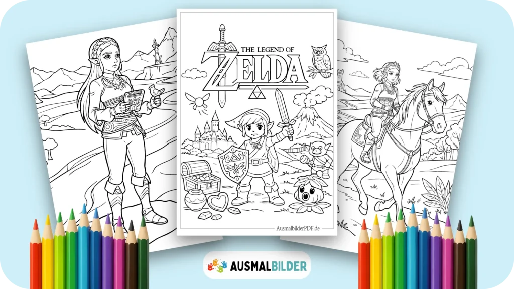 Zelda Ausmalbilder kostenlose Vorlagen zum Ausdrucken für Kinder jeden Alters