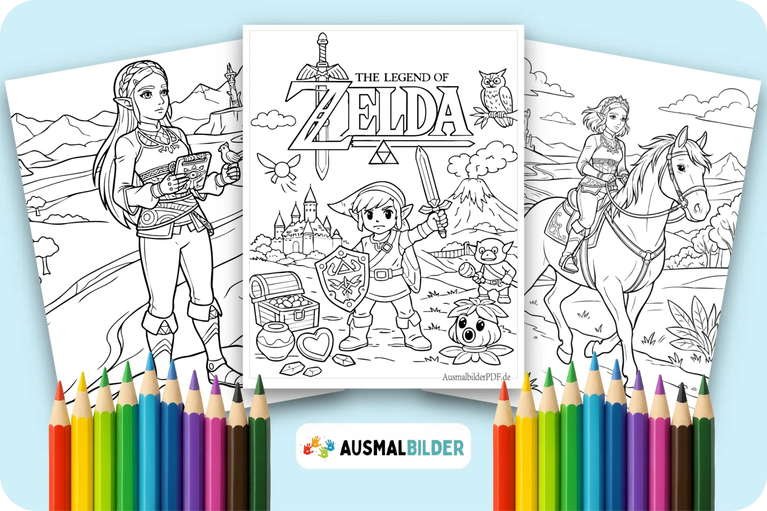 Zelda Ausmalbilder kostenlose Vorlagen zum Ausdrucken für Kinder jeden Alters