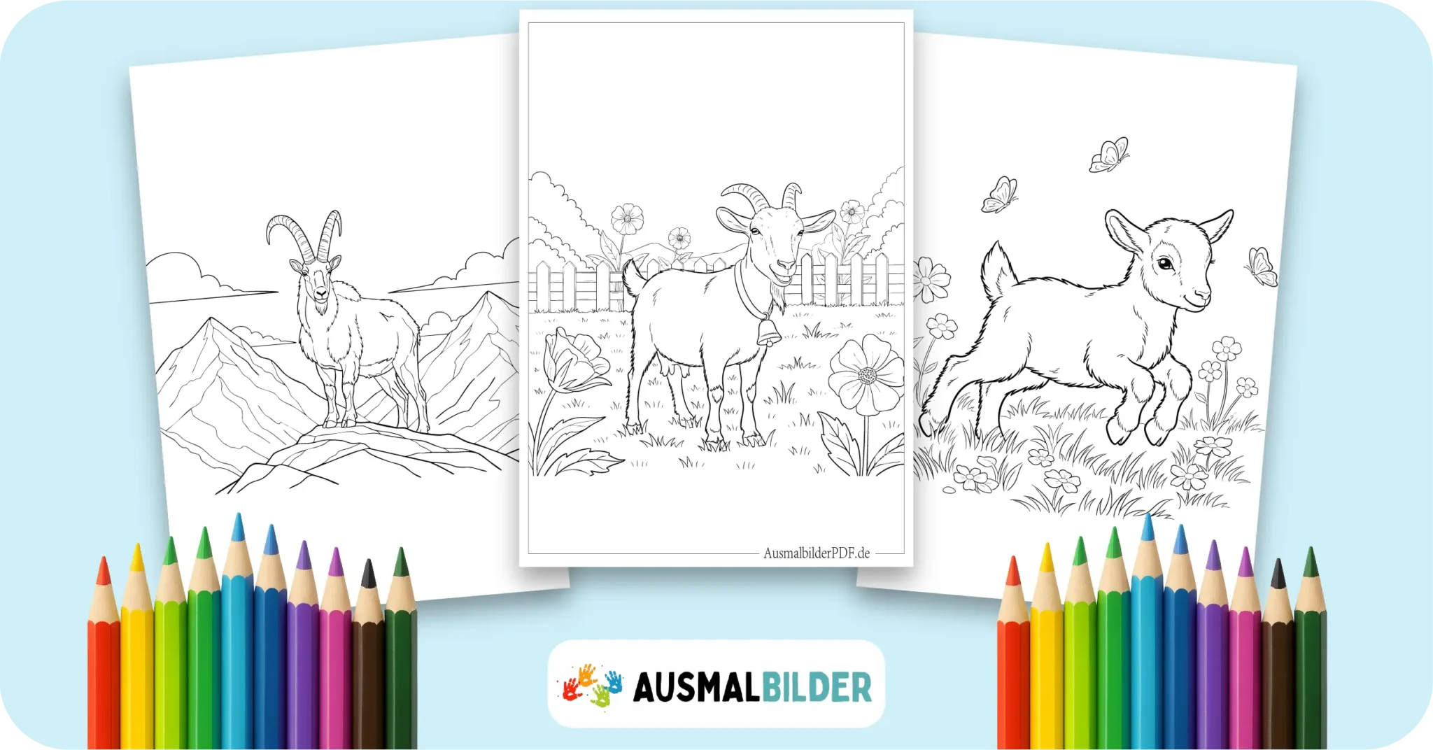 Ziegen Ausmalbilder (Kostenlos Malvorlage zum Ausdrucken) Ziegen Ausmalbilder kostenlose Malvorlagen zum Ausdrucken für Kinder und Erwachsene