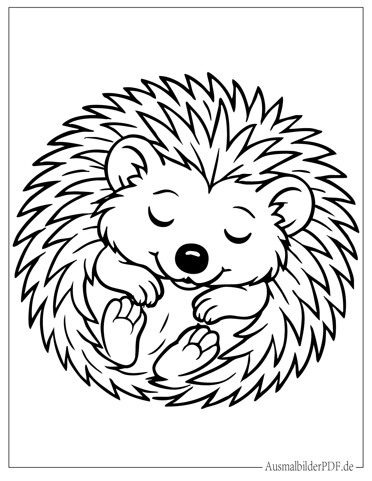 26 Ausmalbilder Igel (Kostenlose Druckvorlagen zum Download) Igel zusammengerollt als Kug Malvorlage