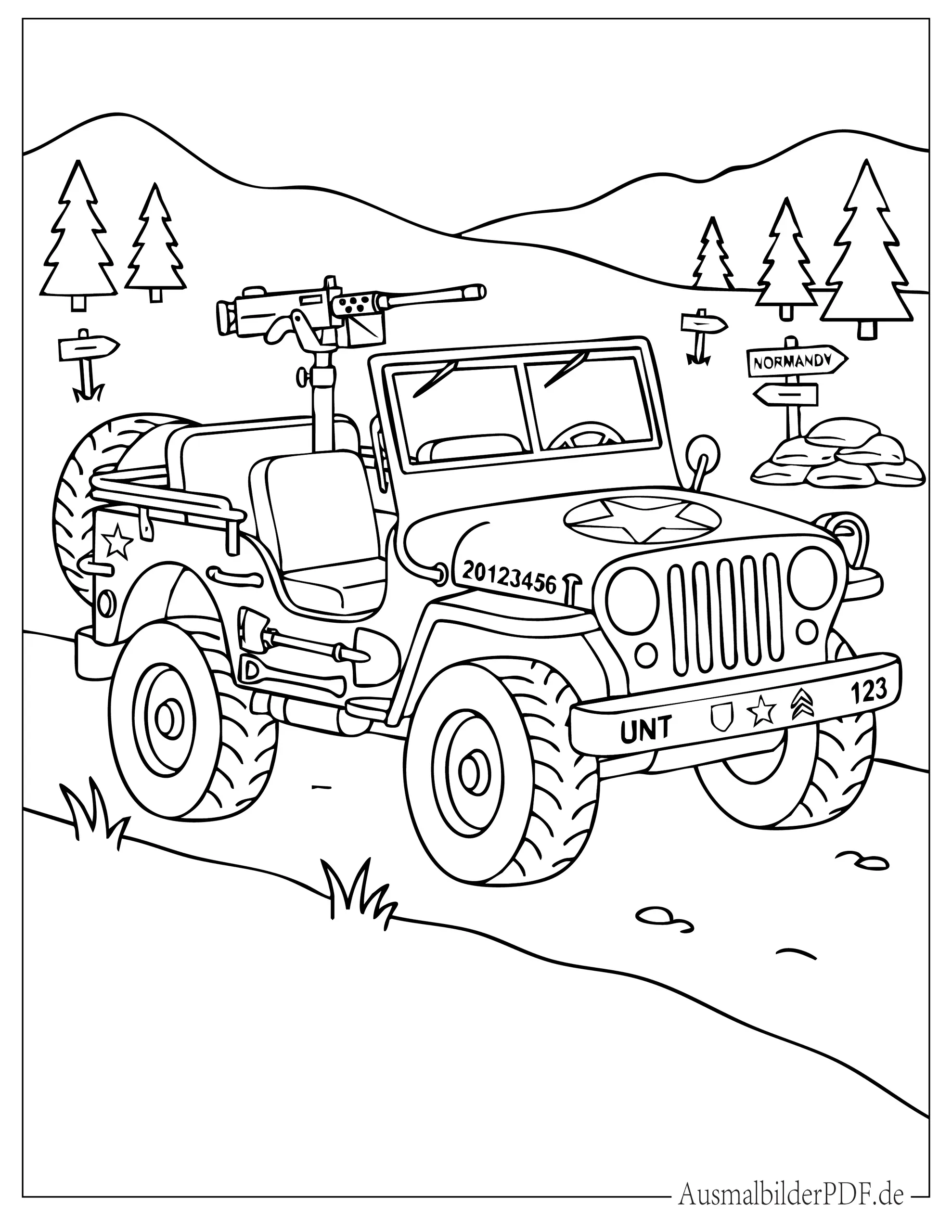 Zweiter Weltkrieg Armee Jeep zum Ausmalen